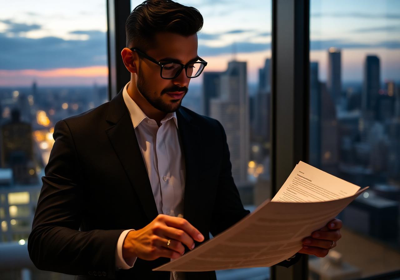Empresario revisando su plan
